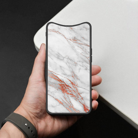 Oppo Find X Cover - White Marble Series - HQ Ultra Shine Premium Infinity Glass Soft Silicon Borders Case