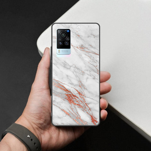 Vivo X60 Pro Cover - White Marble Series - HQ Ultra Shine Premium Infinity Glass Soft Silicon Borders Case