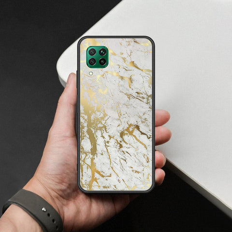 Huawei Nova 6 SE Cover - White Marble Series - HQ Ultra Shine Premium Infinity Glass Soft Silicon Borders Case
