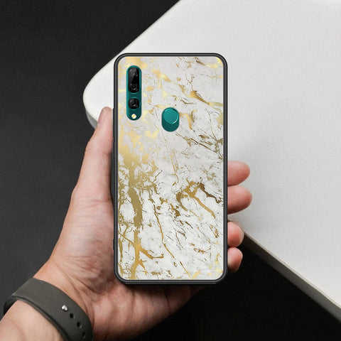 Huawei Y9 Prime 2019 Cover - White Marble Series - HQ Ultra Shine Premium Infinity Glass Soft Silicon Borders Case