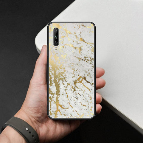 Huawei P Smart Pro 2019 Cover - White Marble Series - HQ Ultra Shine Premium Infinity Glass Soft Silicon Borders Case