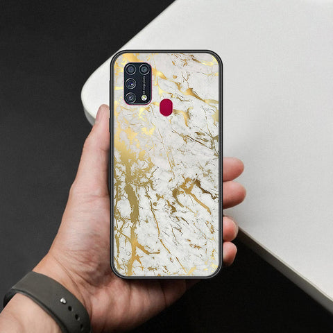 Samsung Galaxy F41 Cover - White Marble Series - HQ Ultra Shine Premium Infinity Glass Soft Silicon Borders Case