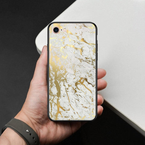 iPhone 8 / 7 - White Marble Series - HQ Ultra Shine Premium Infinity Glass Soft Silicon Borders Case