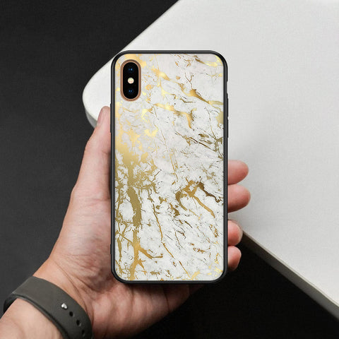 iPhone XS Max - White Marble Series - HQ Ultra Shine Premium Infinity Glass Soft Silicon Borders Case