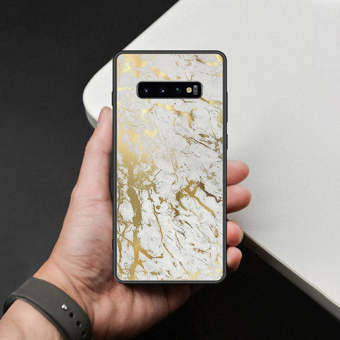 Samsung Galaxy S10 Plus Cover - White Marble Series - HQ Ultra Shine Premium Infinity Glass Soft Silicon Borders Case