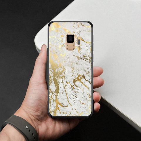Samsung Galaxy S9 Cover - White Marble Series - HQ Ultra Shine Premium Infinity Glass Soft Silicon Borders Case