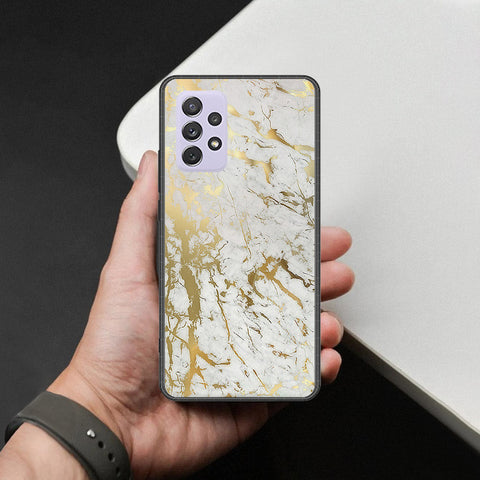 Samsung Galaxy A72 Cover - White Marble Series - HQ Ultra Shine Premium Infinity Glass Soft Silicon Borders Case