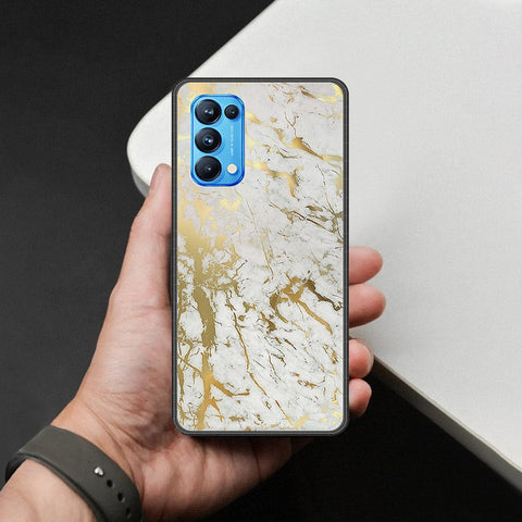 Oppo Reno 5 Pro 5G Cover - White Marble Series - HQ Ultra Shine Premium Infinity Glass Soft Silicon Borders Case