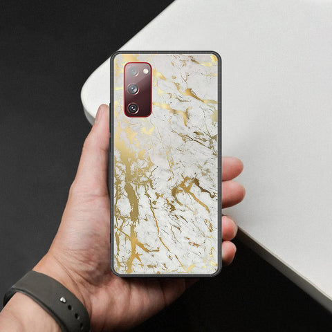 Samsung Galaxy S20 FE Cover - White Marble Series - HQ Ultra Shine Premium Infinity Glass Soft Silicon Borders Case