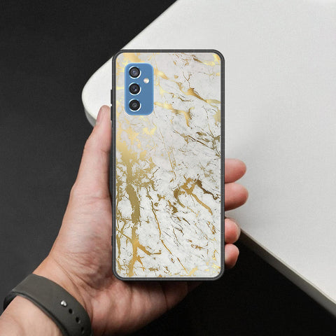 Samsung Galaxy M52 5G Cover - White Marble Series - HQ Ultra Shine Premium Infinity Glass Soft Silicon Borders Case