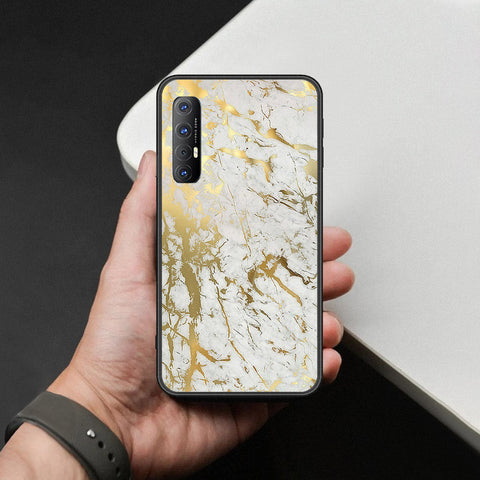 Oppo Reno 3 Pro Cover - White Marble Series - HQ Ultra Shine Premium Infinity Glass Soft Silicon Borders Case