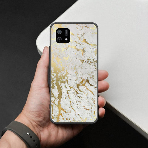 Oppo A16e Cover - White Marble Series - HQ Ultra Shine Premium Infinity Glass Soft Silicon Borders Case