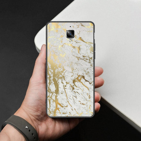 OnePlus 3 Cover - White Marble Series - HQ Ultra Shine Premium Infinity Glass Soft Silicon Borders Case