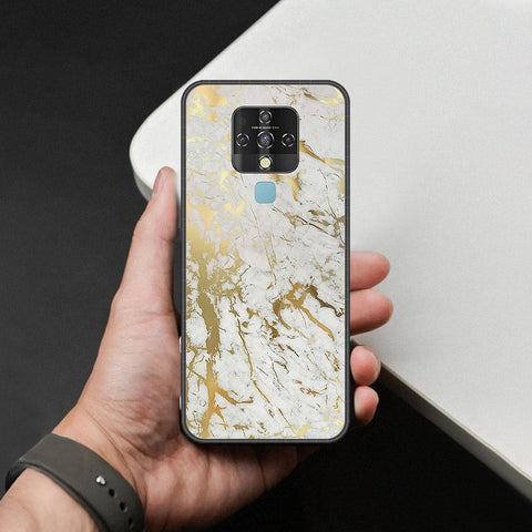 Tecno Camon 16 SE Cover - White Marble Series - HQ Ultra Shine Premium Infinity Glass Soft Silicon Borders Case