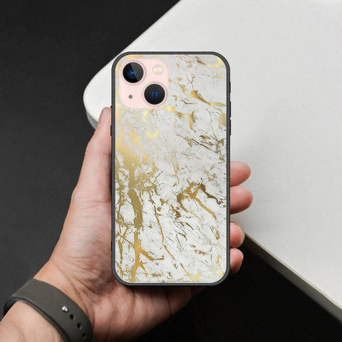 iPhone 14 - White Marble Series - HQ Ultra Shine Premium Infinity Glass Soft Silicon Borders Case