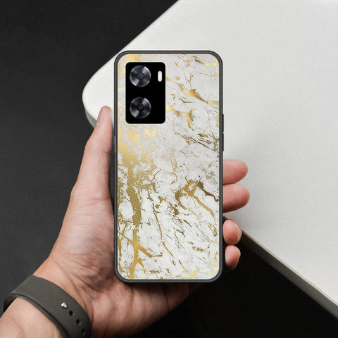 Oppo A57 4G 2022 Cover - White Marble Series - HQ Ultra Shine Premium Infinity Glass Soft Silicon Borders Case