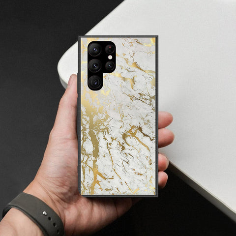 Samsung Galaxy S23 Ultra 5G Cover - White Marble Series - HQ Ultra Shine Premium Infinity Glass Soft Silicon Borders Case