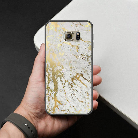 Samsung Galaxy S6 Cover - White Marble Series - HQ Ultra Shine Premium Infinity Glass Soft Silicon Borders Case
