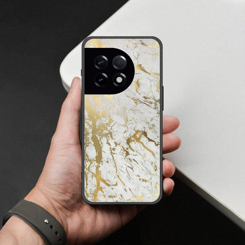 OnePlus 11 Cover - White Marble Series - HQ Ultra Shine Premium Infinity Glass Soft Silicon Borders Case