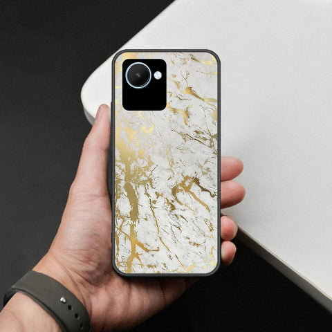 Realme C30s Cover - White Marble Series - HQ Ultra Shine Premium Infinity Glass Soft Silicon Borders Case