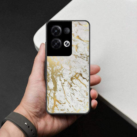Oppo Reno 8 Pro  Cover - White Marble Series - HQ Ultra Shine Premium Infinity Glass Soft Silicon Borders Case