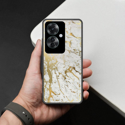 Oppo Reno 11F 5G Cover - White Marble Series - HQ Ultra Shine Premium Infinity Glass Soft Silicon Borders Case