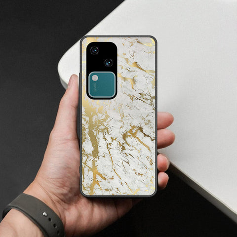 Vivo V30 Cover - White Marble Series - HQ Ultra Shine Premium Infinity Glass Soft Silicon Borders Case