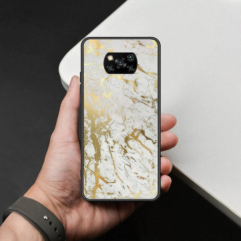 Xiaomi Poco X3 Pro Cover - White Marble Series - HQ Ultra Shine Premium Infinity Glass Soft Silicon Borders Case