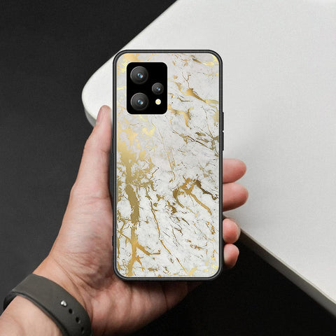 Realme 9 5G Cover - White Marble Series - HQ Ultra Shine Premium Infinity Glass Soft Silicon Borders Case