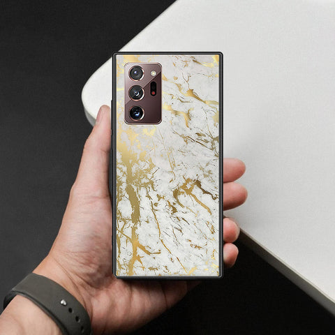 Samsung Galaxy Note 20 Ultra Cover - White Marble Series - HQ Ultra Shine Premium Infinity Glass Soft Silicon Borders Case