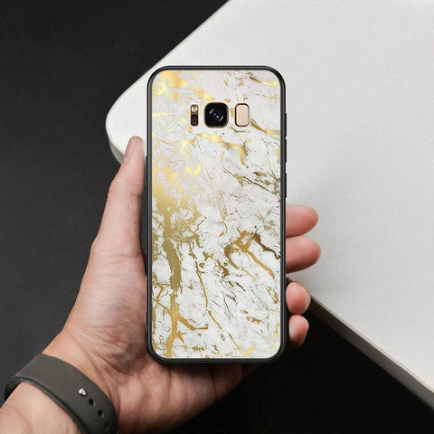 Samsung Galaxy S8 Cover - White Marble Series - HQ Ultra Shine Premium Infinity Glass Soft Silicon Borders Case