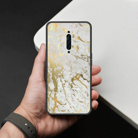 Oppo Reno 2F Cover - White Marble Series - HQ Ultra Shine Premium Infinity Glass Soft Silicon Borders Case
