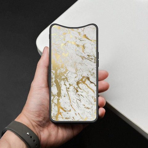 Oppo Find X Cover - White Marble Series - HQ Ultra Shine Premium Infinity Glass Soft Silicon Borders Case