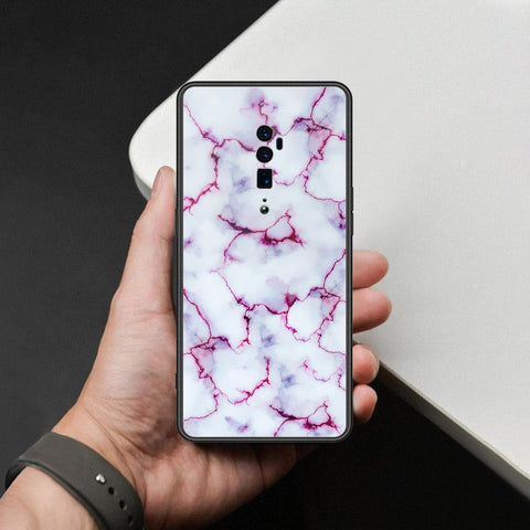 Oppo Reno 10x Zoom Cover - White Marble Series - HQ Ultra Shine Premium Infinity Glass Soft Silicon Borders Case