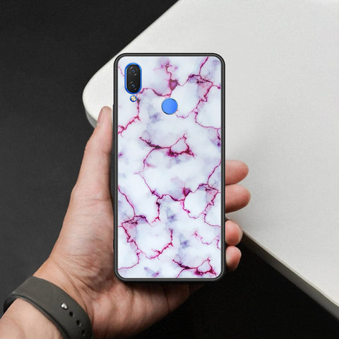 Huawei Honor 8C Cover - White Marble Series - HQ Ultra Shine Premium Infinity Glass Soft Silicon Borders Case