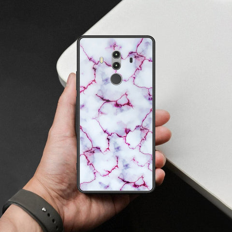 Huawei Mate 10 Pro Cover - White Marble Series - HQ Ultra Shine Premium Infinity Glass Soft Silicon Borders Case