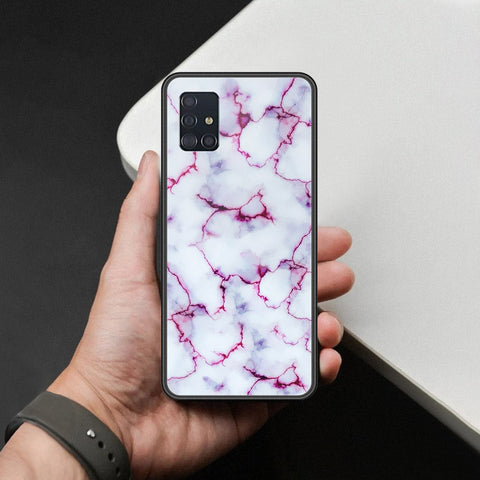 Samsung Galaxy M40s Cover - White Marble Series - HQ Ultra Shine Premium Infinity Glass Soft Silicon Borders Case