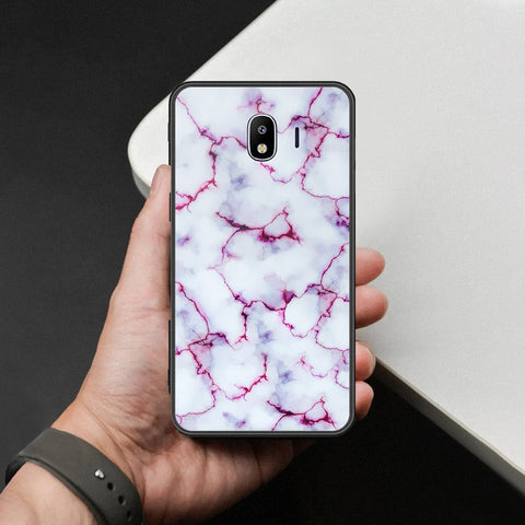 Samsung Galaxy J4 2018 Cover - White Marble Series - HQ Ultra Shine Premium Infinity Glass Soft Silicon Borders Case
