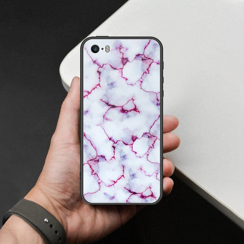 iPhone SE / 5s / 5 - White Marble Series - HQ Ultra Shine Premium Infinity Glass Soft Silicon Borders Case
