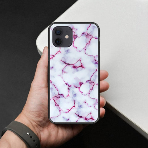 iPhone 12 - White Marble Series - HQ Ultra Shine Premium Infinity Glass Soft Silicon Borders Case