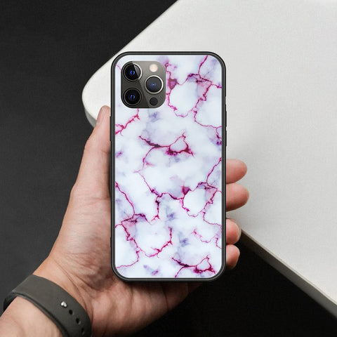 iPhone 12 Pro - White Marble Series - HQ Ultra Shine Premium Infinity Glass Soft Silicon Borders Case