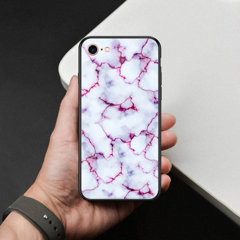 iPhone SE 2022 - White Marble Series - HQ Ultra Shine Premium Infinity Glass Soft Silicon Borders Case