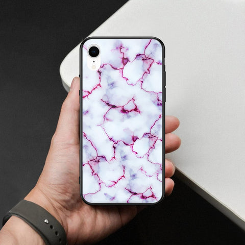 iPhone XR - White Marble Series - HQ Ultra Shine Premium Infinity Glass Soft Silicon Borders Case
