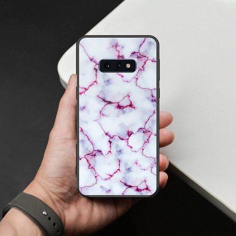 Samsung Galaxy S10e Cover - White Marble Series - HQ Ultra Shine Premium Infinity Glass Soft Silicon Borders Case
