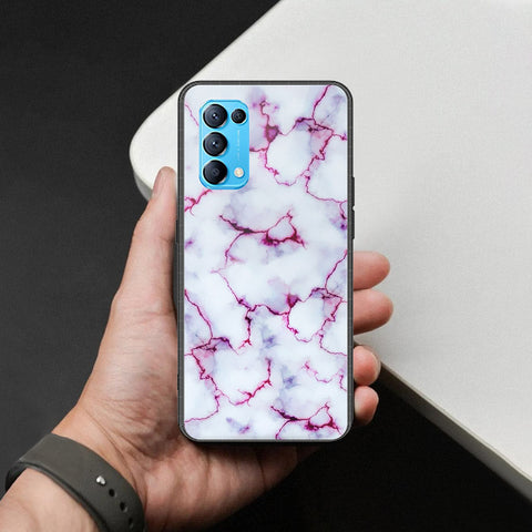 Oppo Find X3 Lite Cover - White Marble Series - HQ Ultra Shine Premium Infinity Glass Soft Silicon Borders Case