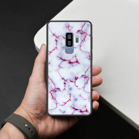 Samsung Galaxy S9 Plus Cover - White Marble Series - HQ Ultra Shine Premium Infinity Glass Soft Silicon Borders Case
