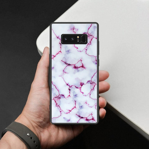 Samsung Galaxy Note 8 Cover - White Marble Series - HQ Ultra Shine Premium Infinity Glass Soft Silicon Borders Case