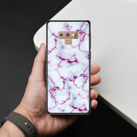Samsung Galaxy Note 9 Cover - White Marble Series - HQ Ultra Shine Premium Infinity Glass Soft Silicon Borders Case