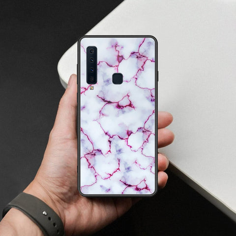 Samsung Galaxy A9 2018 Cover - White Marble Series - HQ Ultra Shine Premium Infinity Glass Soft Silicon Borders Case