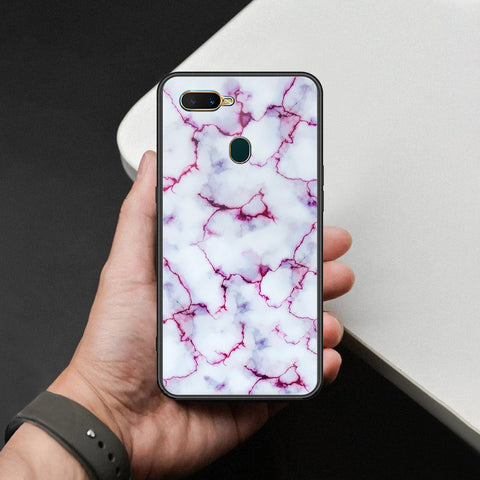 Oppo A12s Cover - White Marble Series - HQ Ultra Shine Premium Infinity Glass Soft Silicon Borders Case